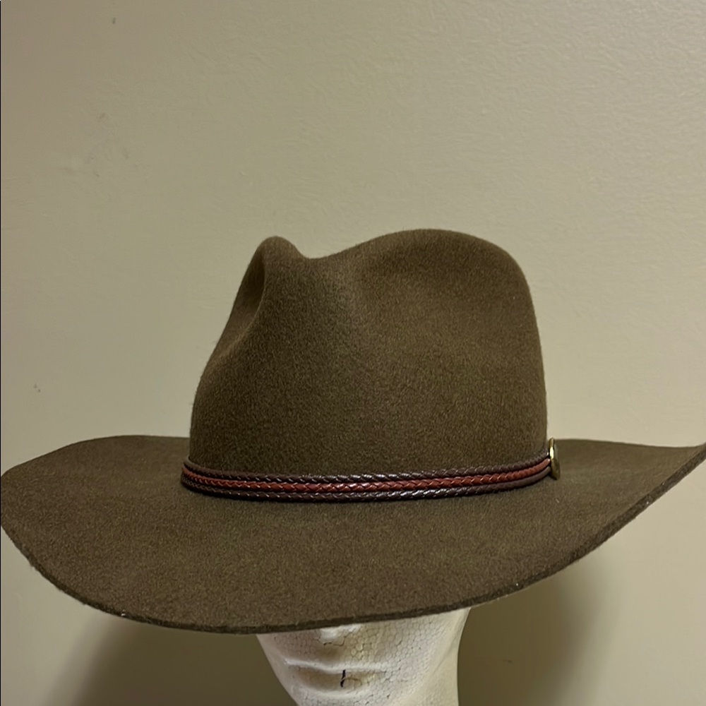 Stetson Olive Felt Hat with Dual-Tone Band